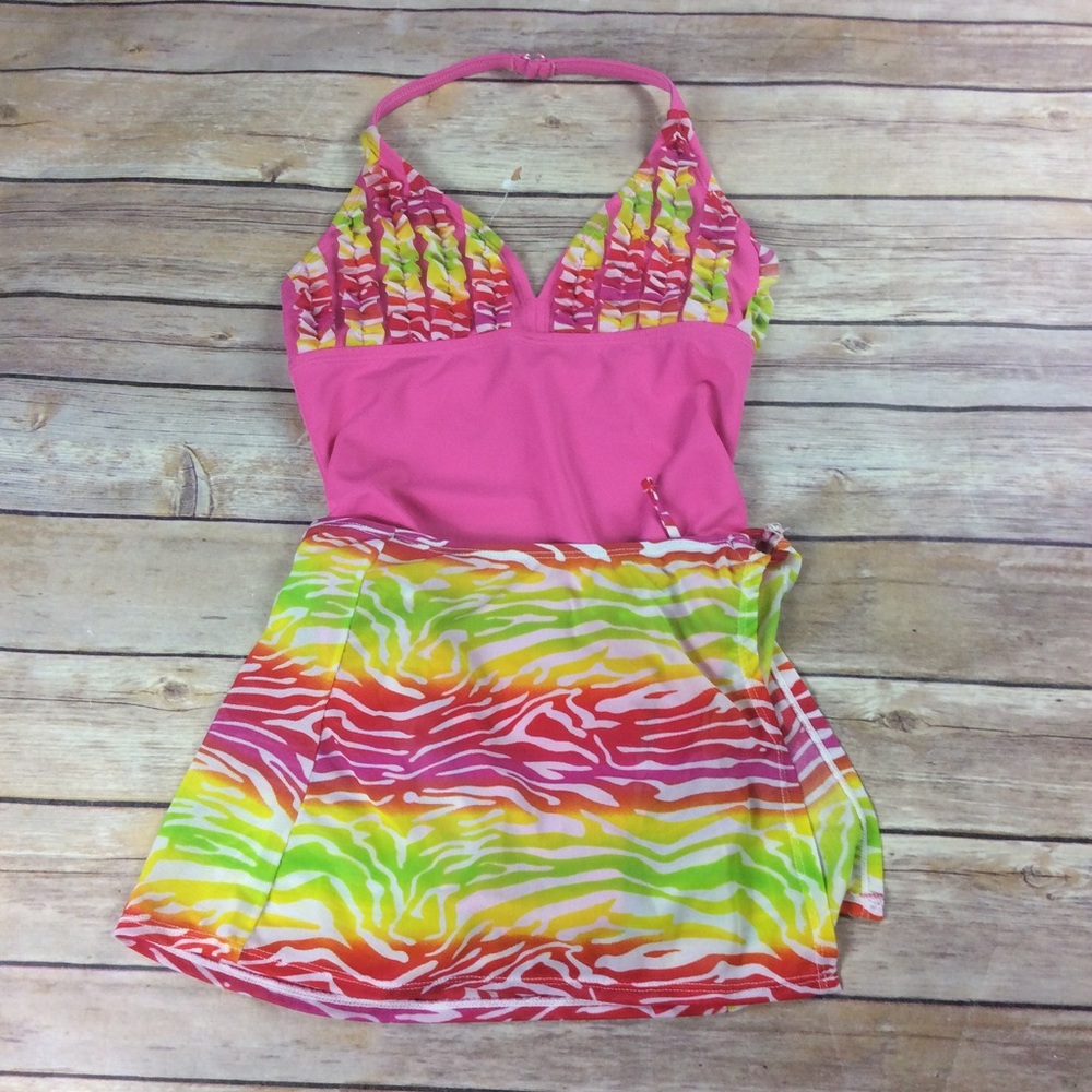 Sand N Sun girls size 6/6x pink swimsuit w/Skirt